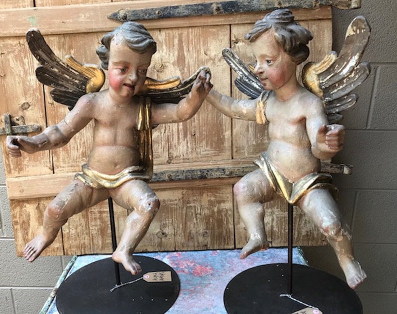 Pair of Baroque Putti on Custom Stands