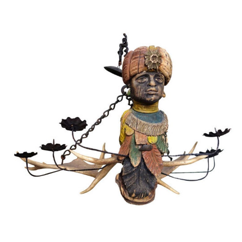 Lustermanchen Merchant Hanging Antler Chandelier, 6 Candle Holders