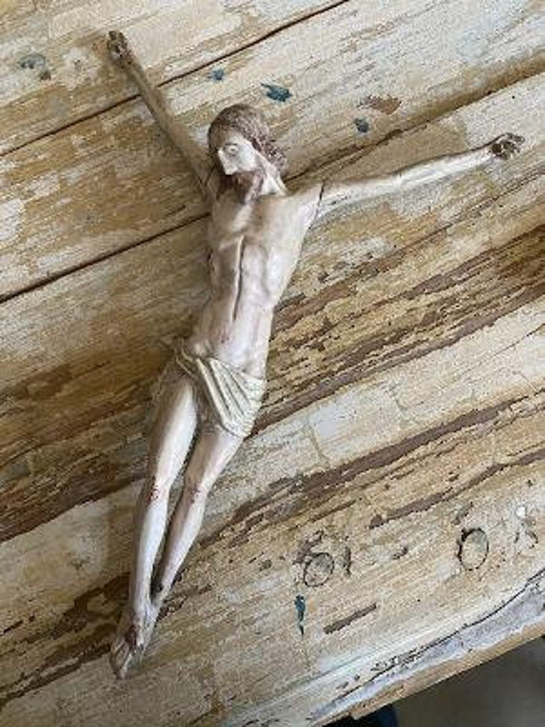 Baroque Bavarian Crucifix #11, Wood Carved (Cross Missing)