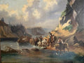 Crossing the River, Oil on Canvas, Old Copy of a Master, Friedrich Gauermann