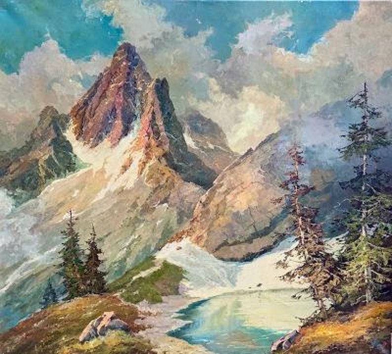 Matterhorn of the Dolomites, Oil on Canvas by Ralph Q Koid