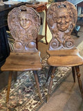 Pair of Circa 1880 German Carved Chairs, God and Goddess of Wine