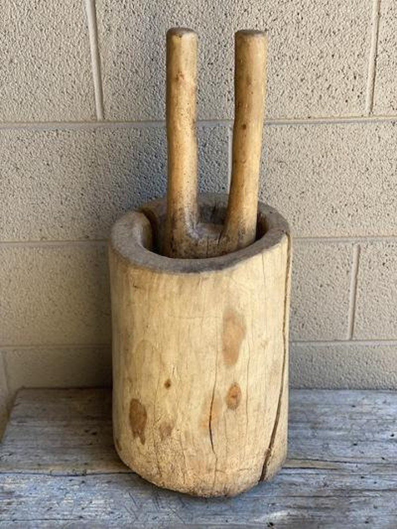 Primitive Wood Mortar and Pestle #2, European