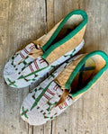 Sioux Beaded Ceremonial Moccasins, Beaded Soles, Painted Parfleche Insoles