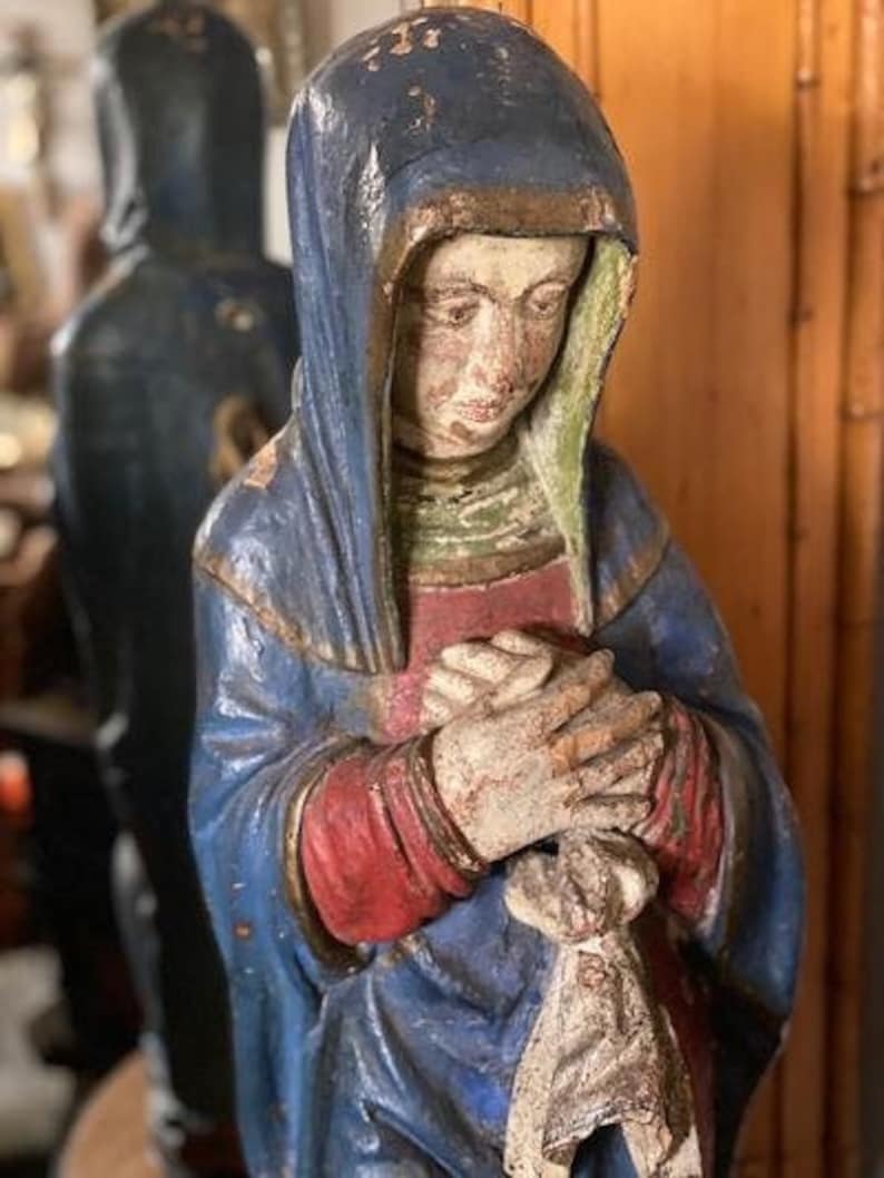 Large 18th Century Wood Carved Bavarian Madonna