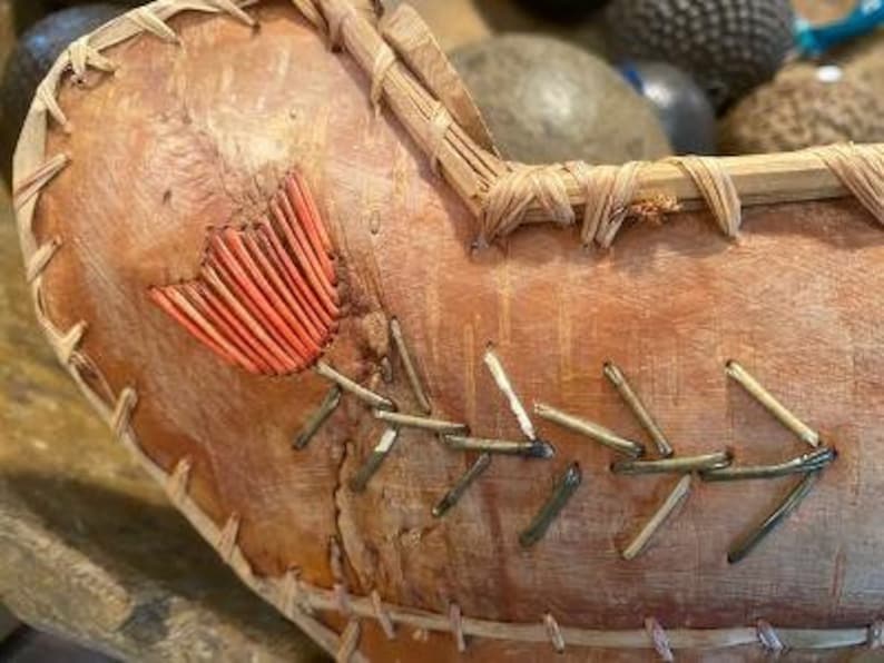 Birch Bark Canoe with Quillwork, Native American Folk Art