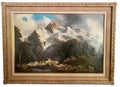 J.E. Lemke Oil Painting, Alpine Mountain Scene, 1940s