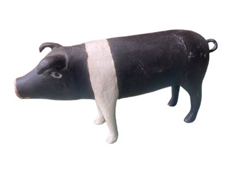 Folk Art Wood and Gesso Pig by Thomas Dimmitt, Berthoud CO