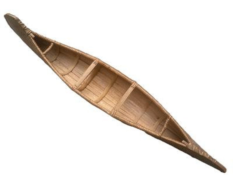 Birch Bark Canoe with Pine Tar, Native American Folk Art