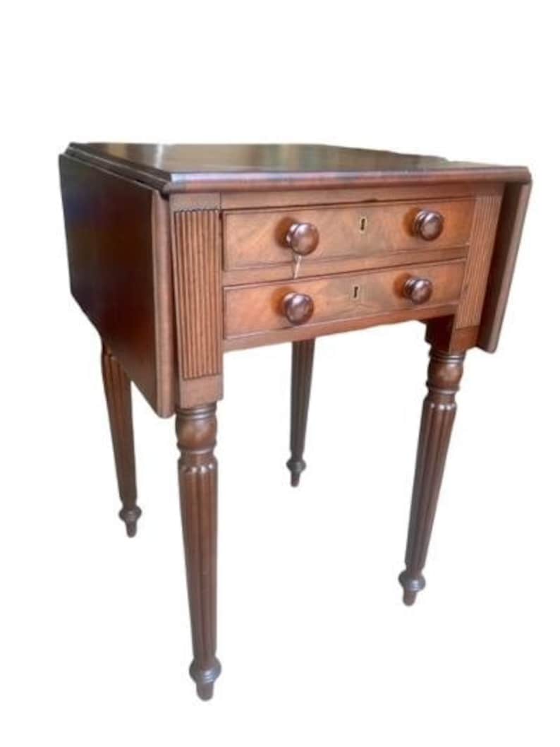 Victorian Drop-Leaf Side Table, Two Drawers