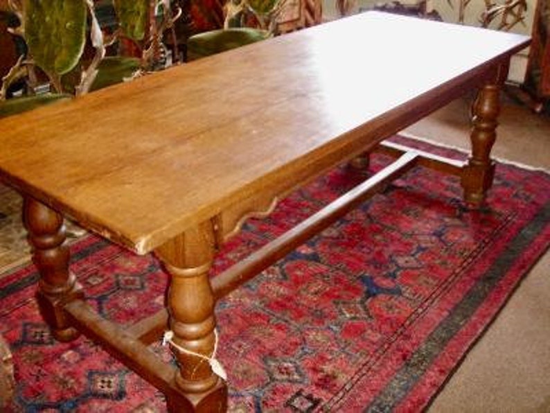 Oak Library Refectory Dining Table, 1900s