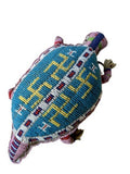 Native American Beaded Lizard Turtle Fetish Amulet, Hand Sewn