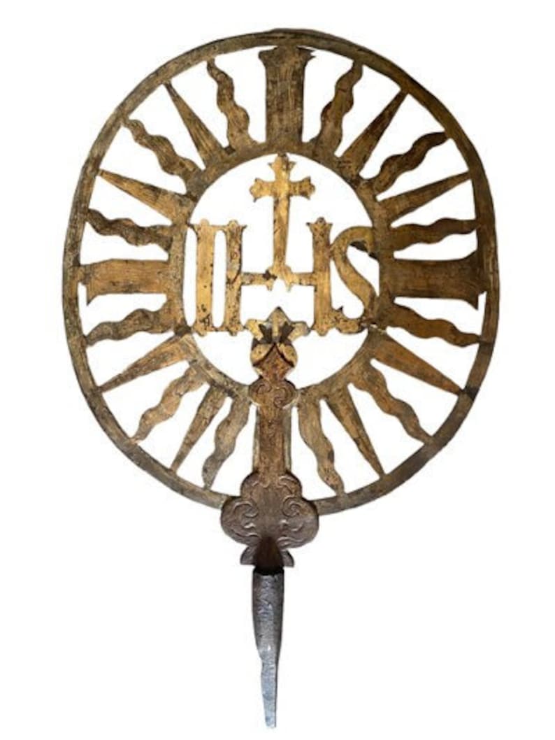 18th Century Processional Cross, Gilt Traces, Found in Germany