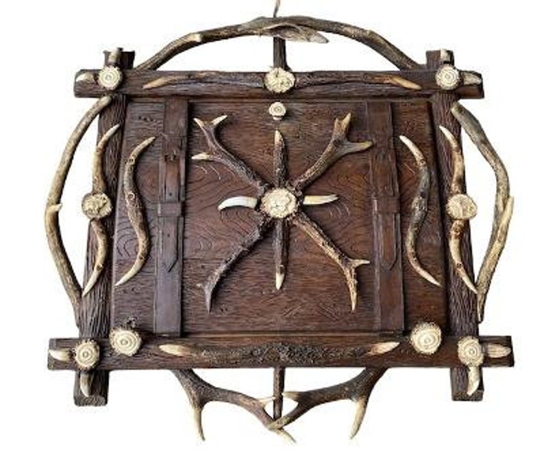 Rare Black Forest Antler Magazine Newspaper Wall Rack