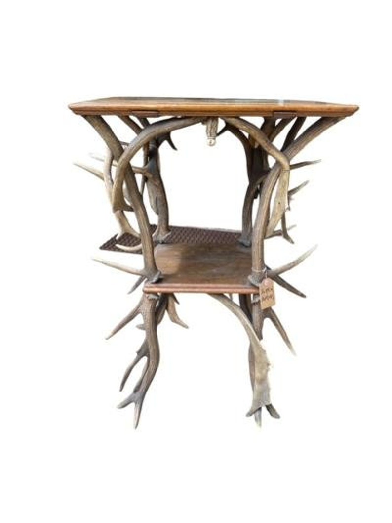 Antique German Antler Side Table, Two Tier