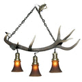 Antler Chandelier with Glass Shades, New Wiring, Rustic Cabin Lighting