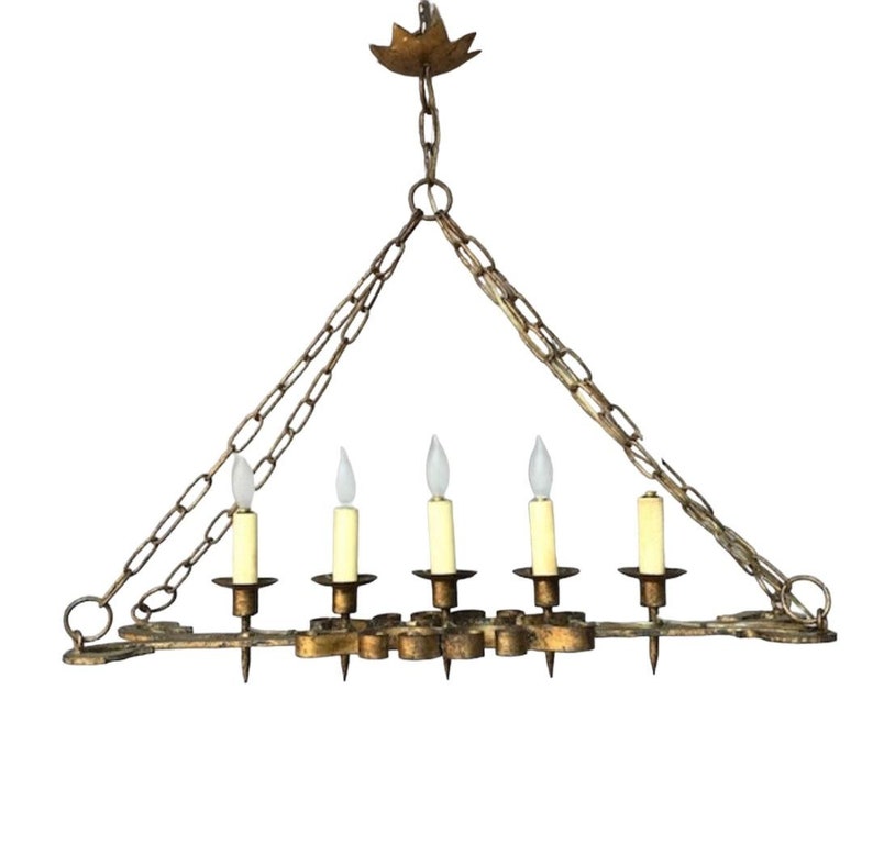 Antique Iron Chandelier, Rustic Entryway Light
