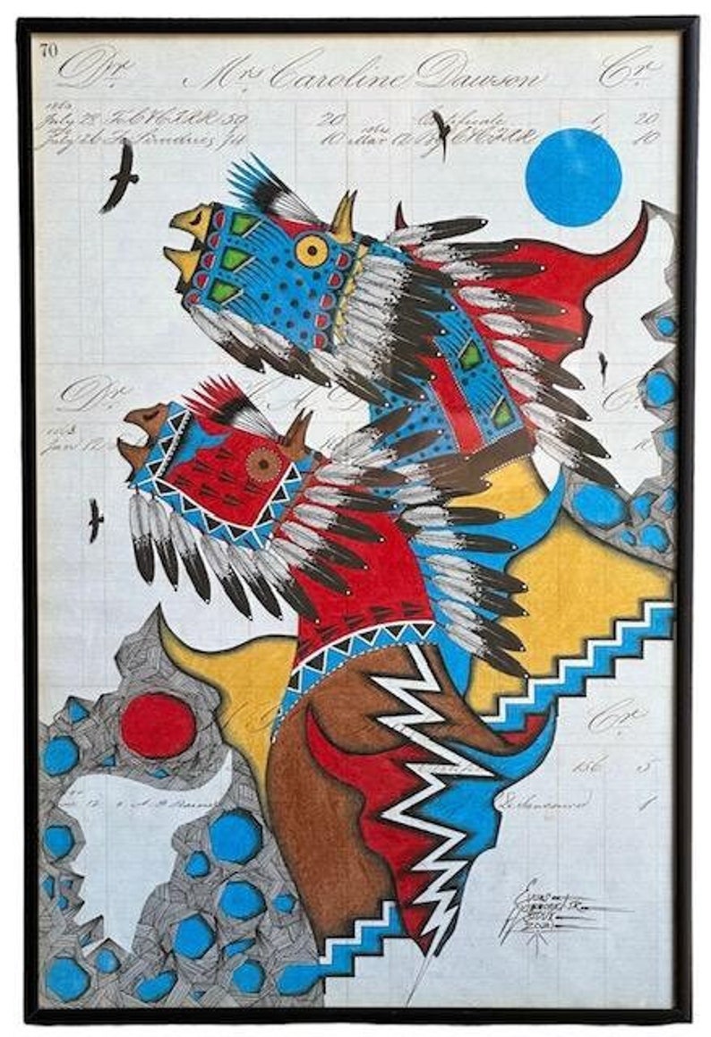 "Return of the Thunder Beings" Ledger Drawing by Travis Blackbird, 1863 Pages
