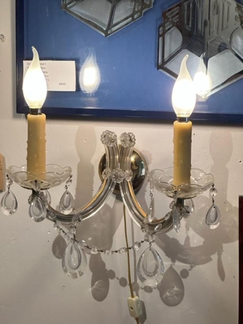 Authentic Venetian Murano Crystal Wall Sconce, Wired for US