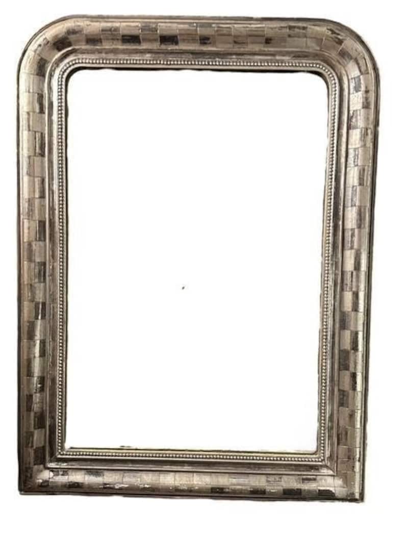 French Louis Silver Leaf Wall Mirror, 19th Century