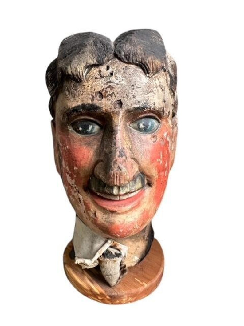4 Antique Carnival Game Heads Ring Toss Charlie Chaplin