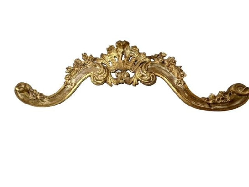 Gold Leaf Hand-Carved Over-the-Door Pediment, 59 Inches Wide