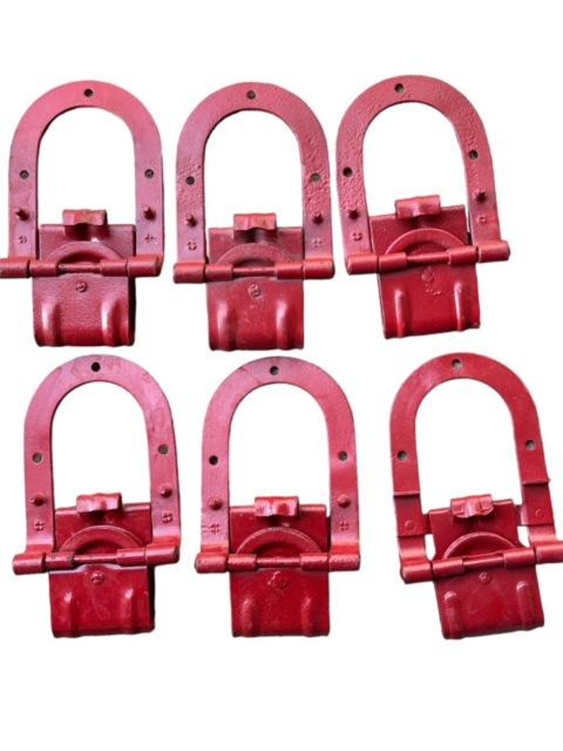 Set of 6 Antique Horseshoe Barn Door Rollers, Refurbished