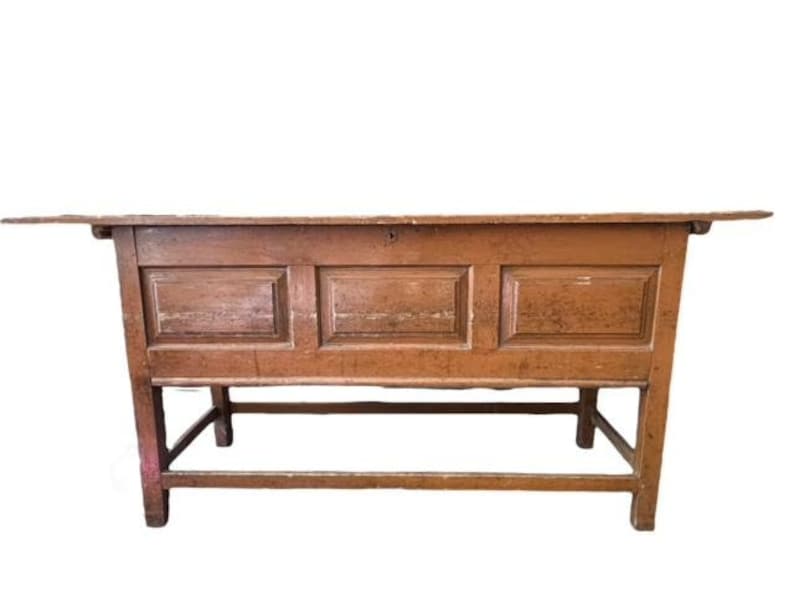 Primitive French Dough Table Sideboard, Lift-Top