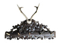 Black Forest Wood Carved Antler Rack with Real Antlers, 1900s