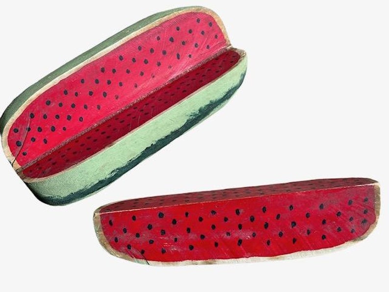 David Alvarez Signed Watermelon Slice Sculpture, Santa Fe Folk Art, 1980s