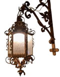 Italian Wall Sconce Lantern, Ornate Iron Bracket