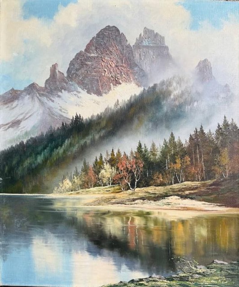 Alpine Mountain Oil Painting by Arno Lemke, 1930s
