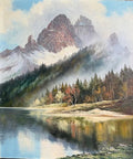 Alpine Mountain Oil Painting by Arno Lemke, 1930s