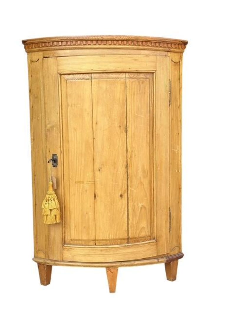 Antique Round Pine Swedish Corner Cupboard, Shipping is Additional