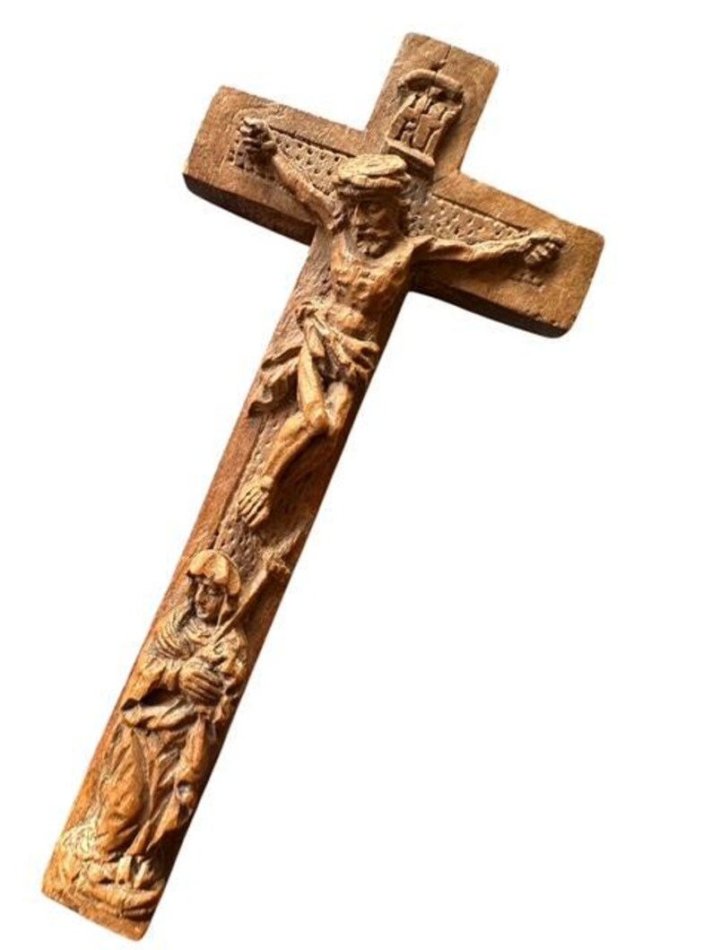Wood Reliquary Cross from Bavaria, 19th Century (Relics Missing)