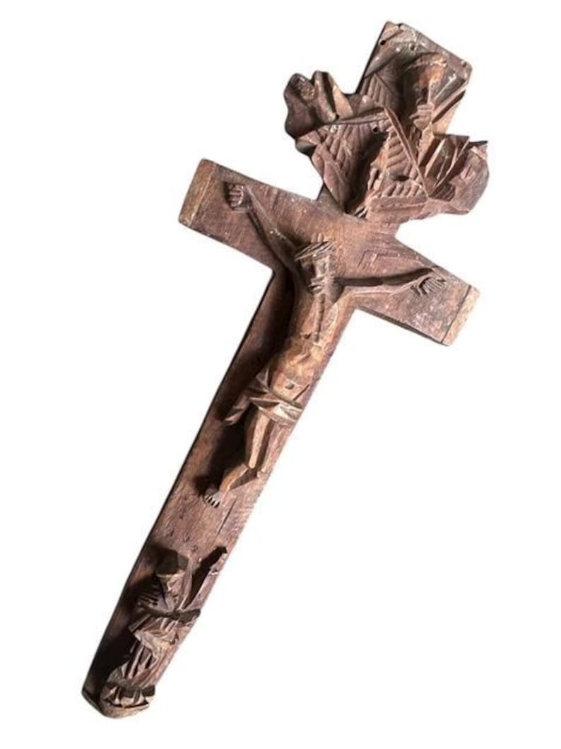 Wood Reliquary Cross with Relics from Bavaria, 19th Century