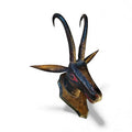 Antique Wood Carved Chamois Goat Head, Found in Austria, 19th Century