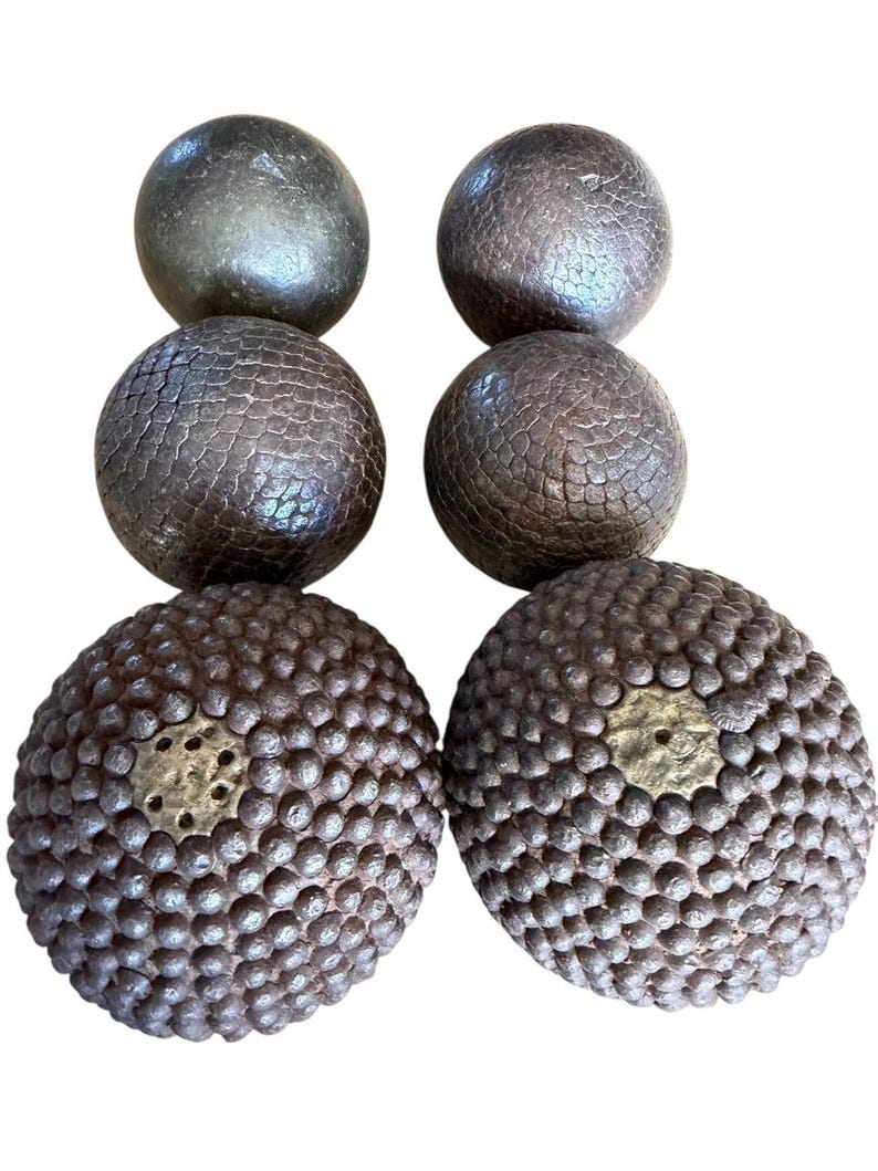 French Studded Boule Petanque Balls, Bocce Collection