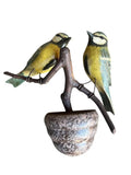 Austrian Folk Art Carved Wood Bird Pair #70, 1930s