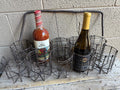 Antique French Wire Bottle Basket, Holds 10 Bottles