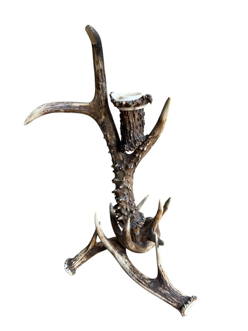 Black Forest Antler Candelabra, Rustic Alpine Candle Holder