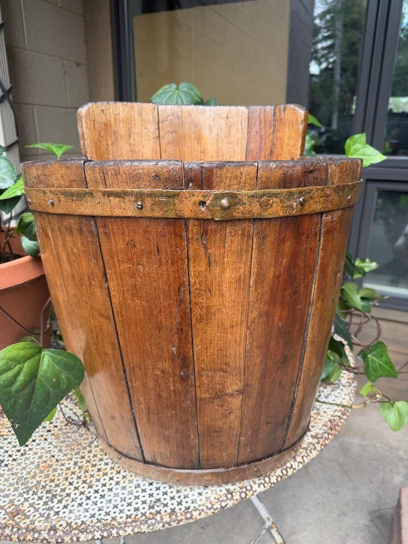 Antique French Wood Grape Hod Basket, 1900s
