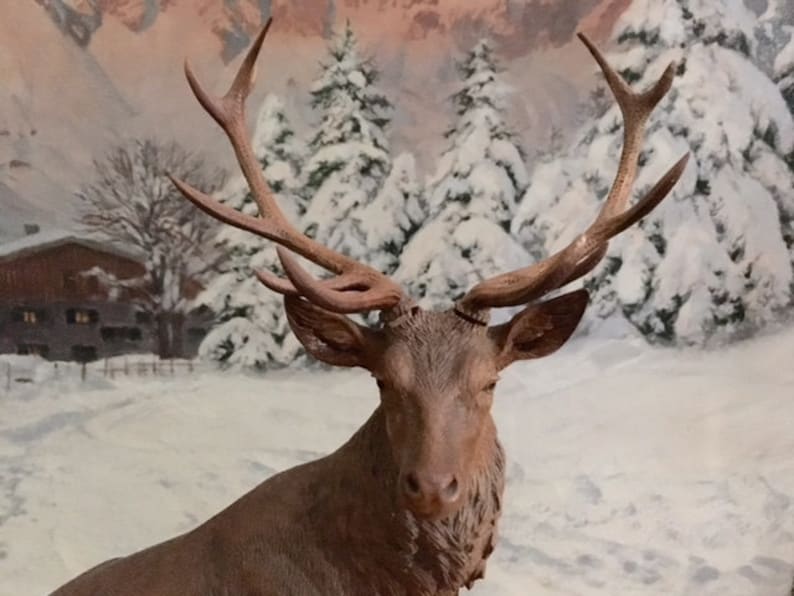 Brienz Swiss Carved Stag Sculpture, 19.5 Inches Tall