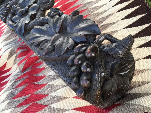 Black Forest Carved Grape and Leaf Valance