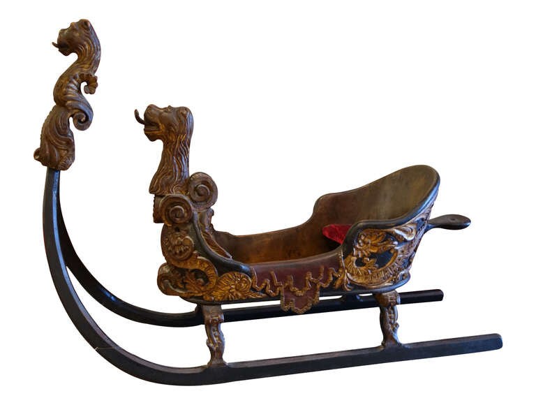 Model Carved Wood Bavarian Sleigh