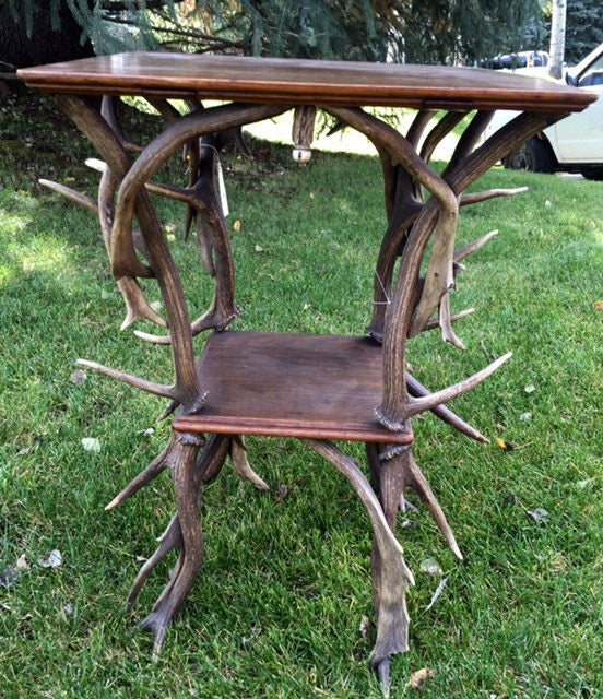 Antique German Antler Side Table, Two Tier