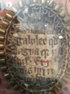 18th Century Austrian Reliquary Cloth, Saint Relics, Gold Thread Embroidery