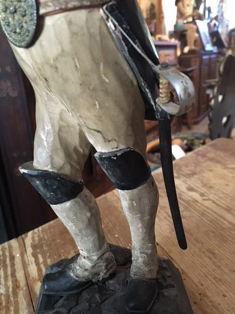 19th Century Hessian Soldier Wood Carving with Original Paint
