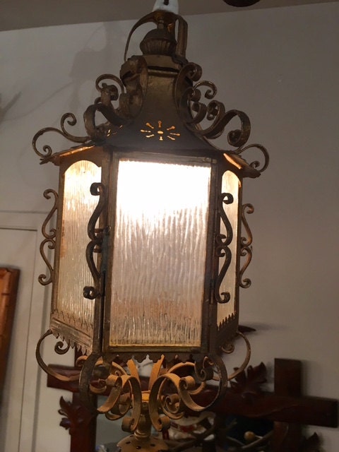 Italian Wall Sconce Lantern, Ornate Iron Bracket