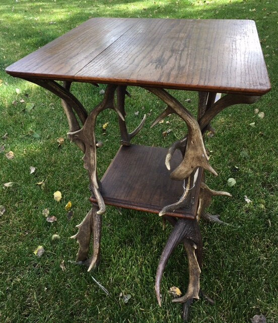 Antique German Antler Side Table, Two Tier